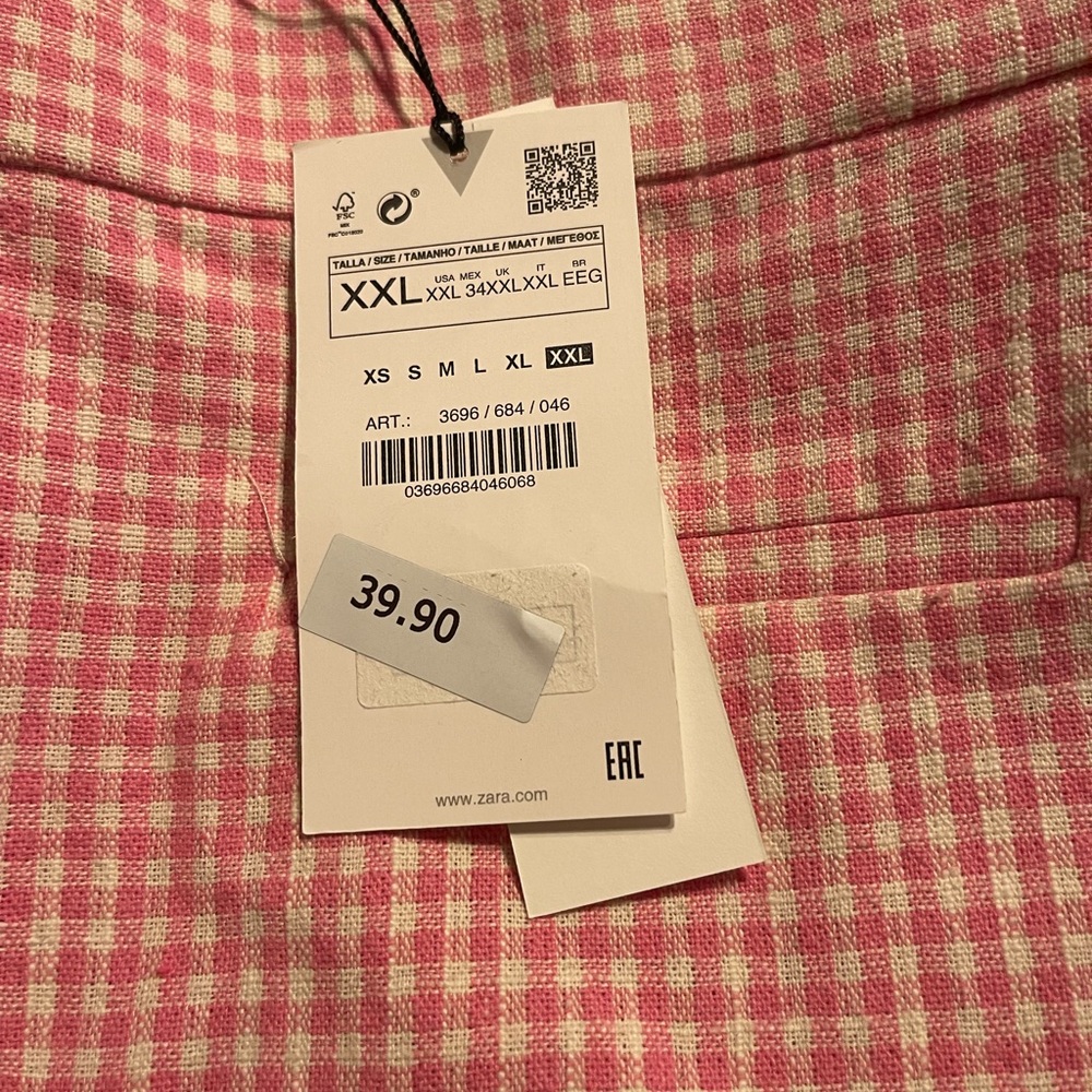 Zara Pink Gingham High-Rise Flared Pants - Picture 8 of 9